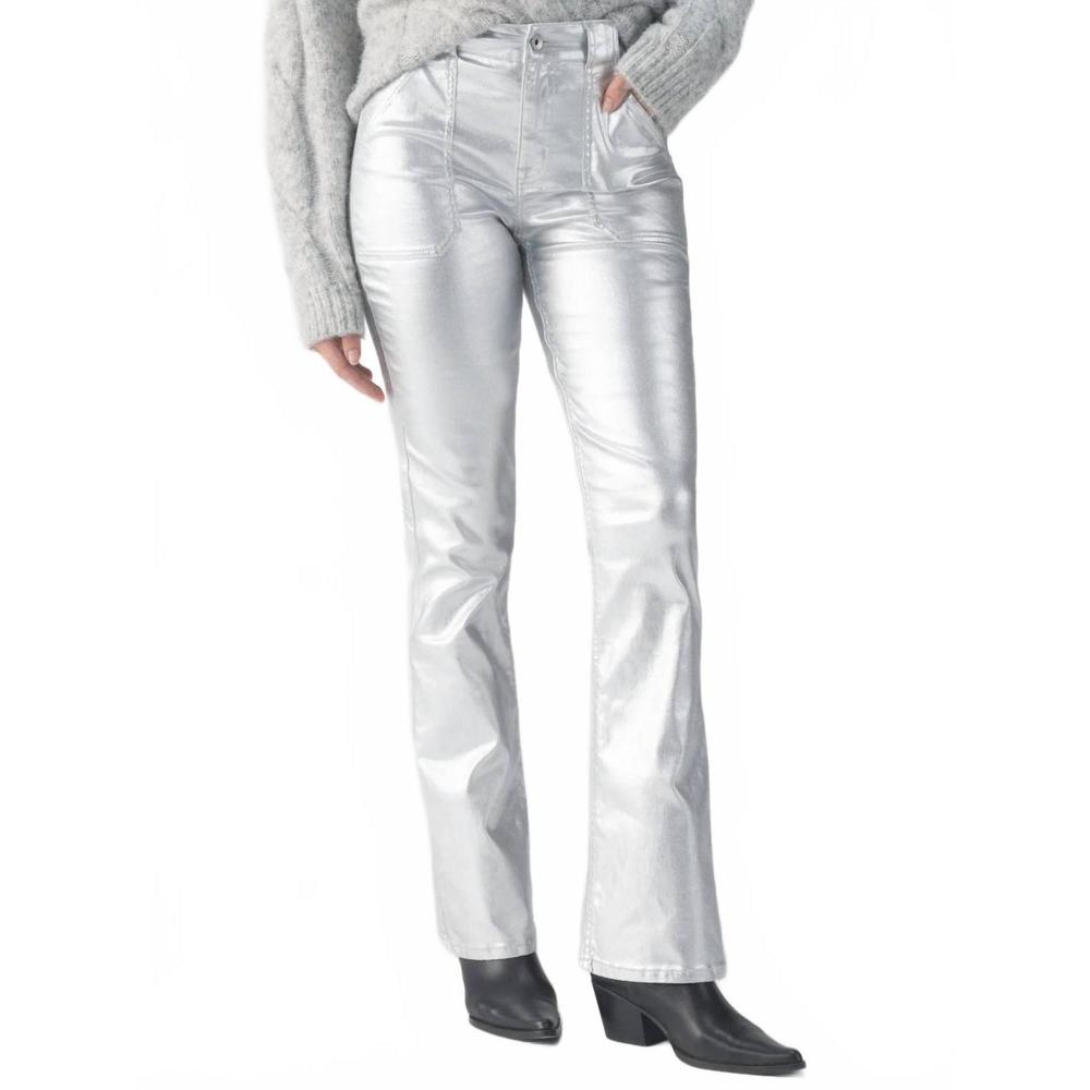 NEW SANCTUARY metallic hayden bootcut pant in silver